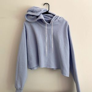 light blue cropped hoodie